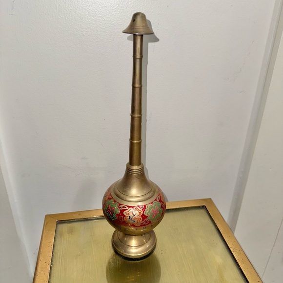 Vintage Brass Unique Shape Engraved Rose Water Bottle / Sprinkler - Picture 1 of 7